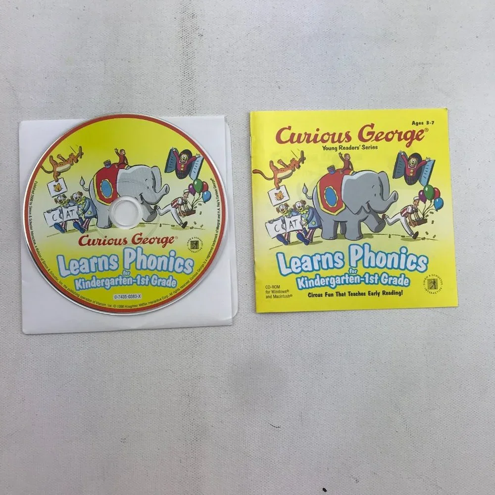 Curious George Learns Phonics Kindergarten-1st Grade Young Readers CD-ROM Ages 3